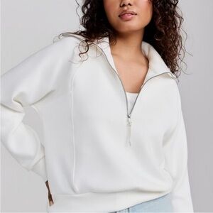 NEW SPANX Air Essentials Half Zip Sweatshirt Powder Size Small